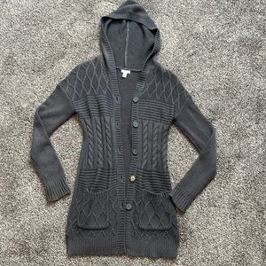 BP women’s size XS grey button up sweater w/ hood